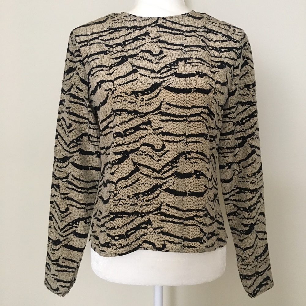Linda Allard Ellen Tracy AnimalPrint Blouse💯Silk